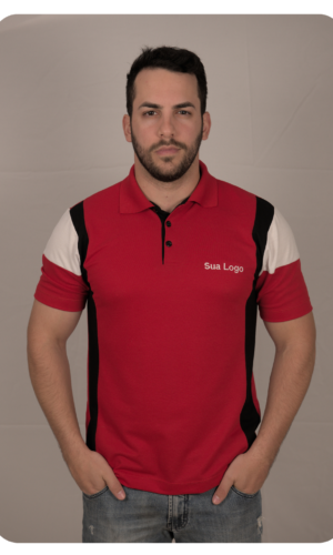 Camisa polo malha com recortes