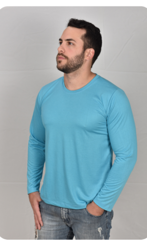 Camiseta malha poliviscose manga longa