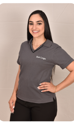 Camisa polo malha piquet – decote v